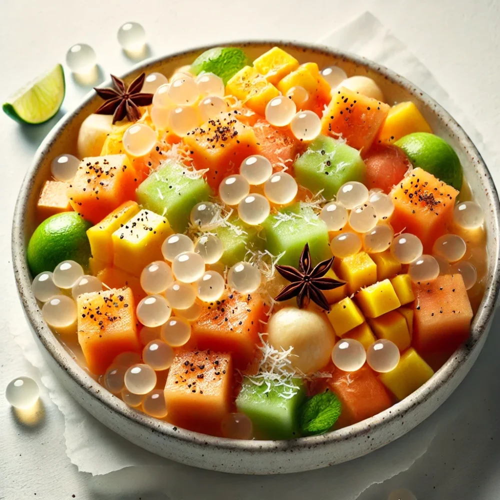 Salade de fruits avec bulles fusion